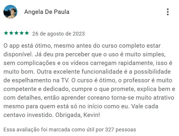Avaliação de aluno no Google Play